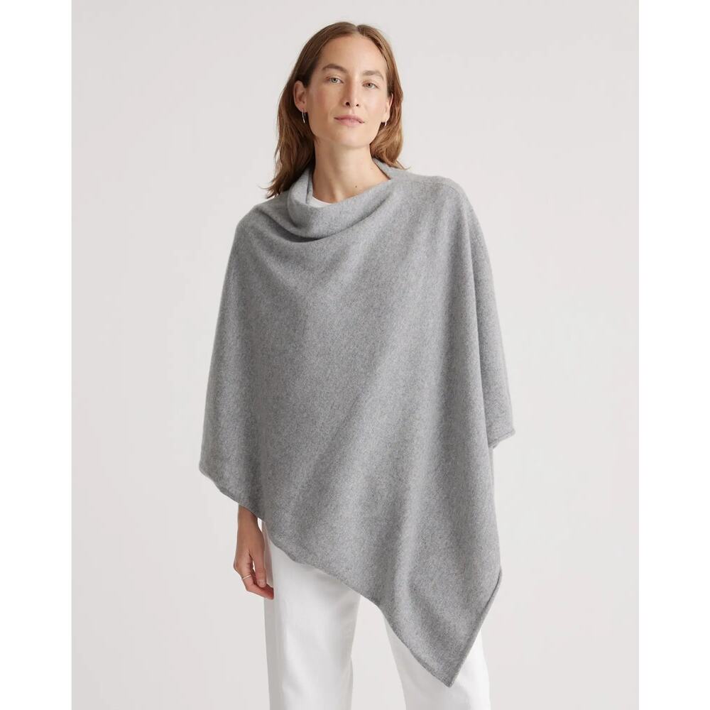 Quince Mongolian Cashmere Poncho sweater new gray old money elegant luxury